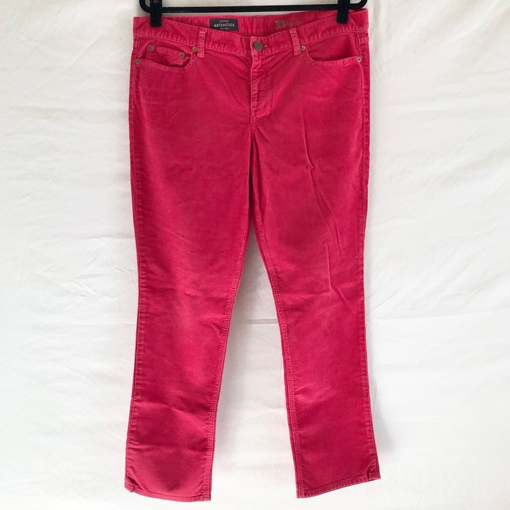 Retro J. Crew Red Corduroy Pants Matchstick Slim Fit Low Rise Size 33
